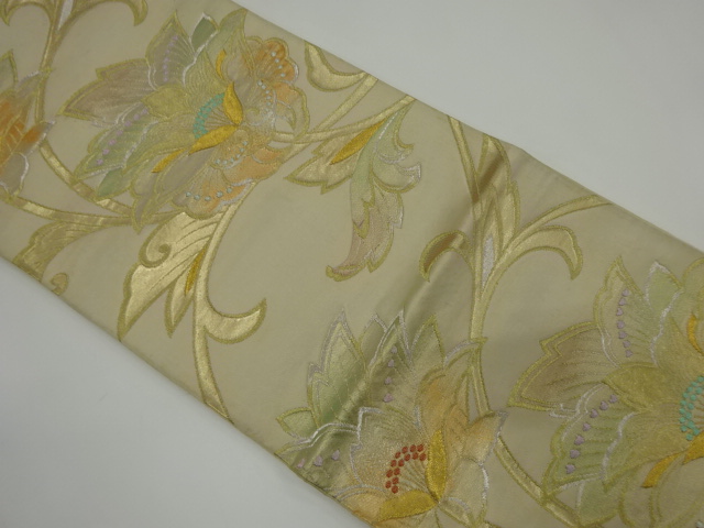 JAPANESE KIMONO / ANTIQUE FUKURO OBI / SILK / WOVEN CHINESE FLOWERS